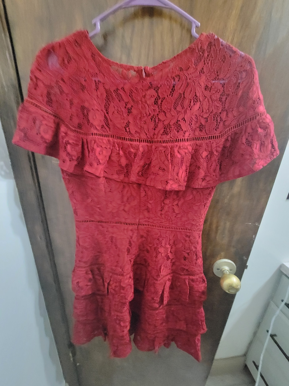 Bb Dakota Rsvp Red Lace Ruffled Mini Dress - Picture 4 of 7